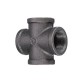 1/2'' 3/4'' 1'' Cross 4 Way Pipe Fitting Malleable Iron Black Female Tube Connector