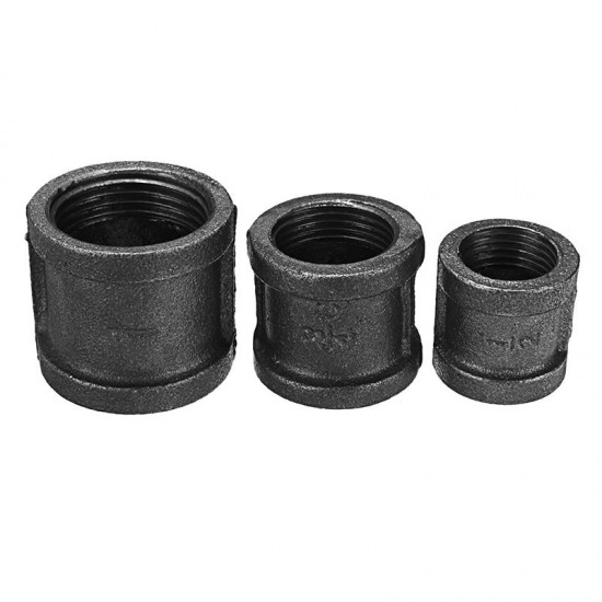 1/2'' 3/4'' 1'' Straight Malleable Iron Connector Female Coupling Banded Ends Black Pipe Fitting