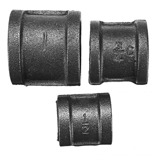 1/2'' 3/4'' 1'' Straight Malleable Iron Connector Female Coupling Banded Ends Black Pipe Fitting