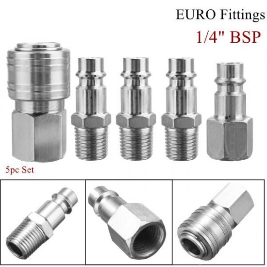 1/4 EURO Air BSP Hose Compressor Tail Airline Fitting Quick Connector Release 1/4 EURO Air BSP Hose Compressor Tail Airline Fitting Quick Connector Release