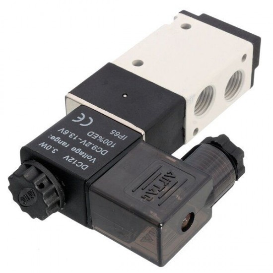 1/4 Inch DC 12V Pneumatic Electric Magnetic Solenoid Valve 3 Way 2 Position