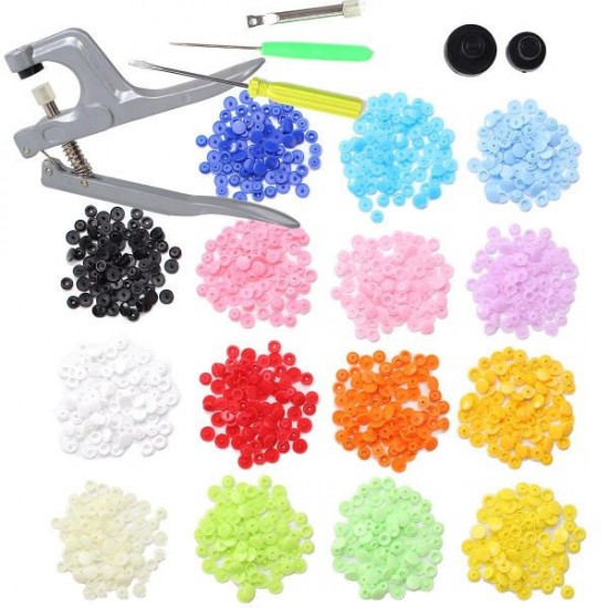 150Pcs/Set Plastic Resin T5 Fastener Snap Kam Buttons Pliers Kit DIY Crafts