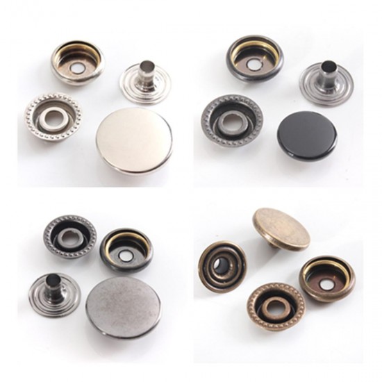 15/17mm Brass Bronze Snap Fastener Popper Press Stud Rivet Sewing Leather Buttons Craft