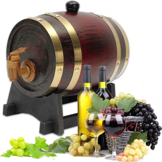 1.5L Oak Wine Barrel Wooden Keg with Spigot for Wine Beer Alcohol