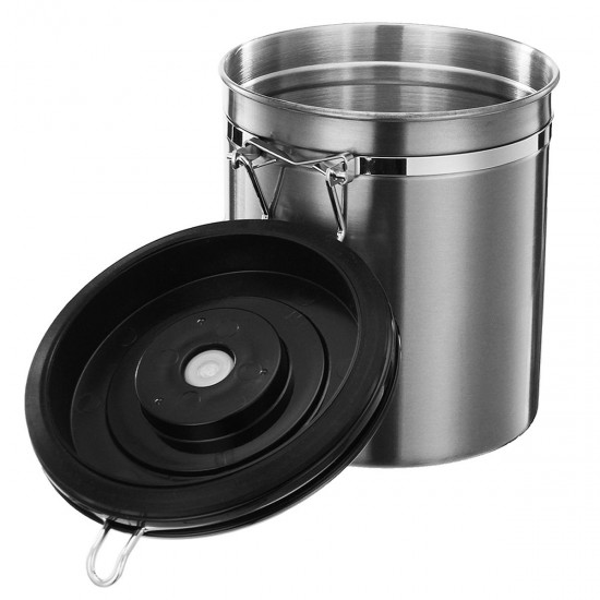1.5L Silver Stainless Steel Sealed Coffee Bean Tea Storage Canister Kitchen Storage Container 1.5L Silver Stainless Steel Sealed Coffee Bean Tea Storage Canister Kitchen Storage Container