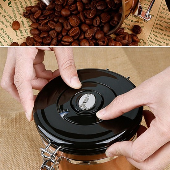 1.5L Silver Stainless Steel Sealed Coffee Bean Tea Storage Canister Kitchen Storage Container 1.5L Silver Stainless Steel Sealed Coffee Bean Tea Storage Canister Kitchen Storage Container