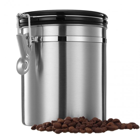1.5L Silver Stainless Steel Sealed Coffee Bean Tea Storage Canister Kitchen Storage Container 1.5L Silver Stainless Steel Sealed Coffee Bean Tea Storage Canister Kitchen Storage Container