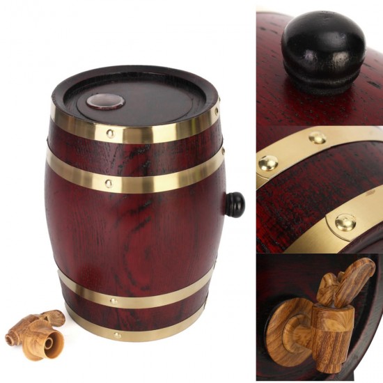 1.5L/3L/5L Wooden Timber Red Wine Oak Barrel Whisky Rum Brewing Keg Container