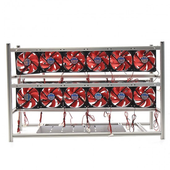 16 GPU Steel Coin Miner Mining Frame Steel Case LED Light With 24 Fans For ETH ZEC/BTB 16 GPU Steel Coin Miner Mining Frame Steel Case LED Light With 24 Fans For ETH ZEC/BTB