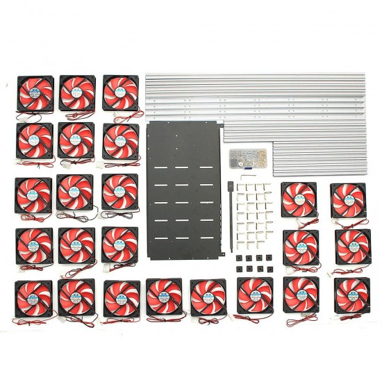 16 GPU Steel Coin Miner Mining Frame Steel Case LED Light With 24 Fans For ETH ZEC/BTB 16 GPU Steel Coin Miner Mining Frame Steel Case LED Light With 24 Fans For ETH ZEC/BTB