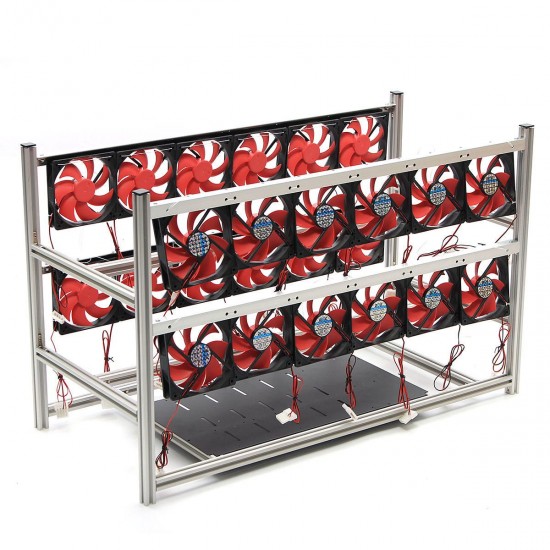 16 GPU Steel Coin Miner Mining Frame Steel Case LED Light With 24 Fans For ETH ZEC/BTB 16 GPU Steel Coin Miner Mining Frame Steel Case LED Light With 24 Fans For ETH ZEC/BTB