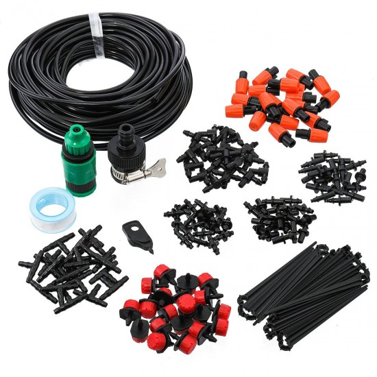 166Pcs 50ft /15m Automatic Drip Irrigation Plant Watering Kit Mist Cooling Irrigation System for Greenhouse 166Pcs 50ft /15m Automatic Drip Irrigation Plant Watering Kit Mist Cooling Irrigation System for Greenhouse