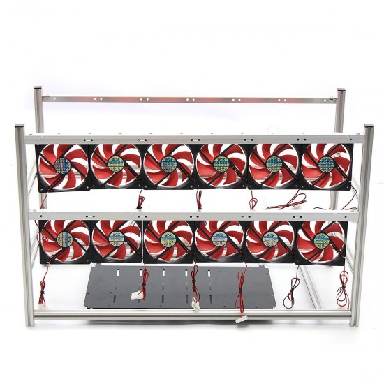 16GPU Mining Frame Case Aluminum Mining Case Miner Mining Supply Case with 12Pcs LED Fan 16GPU Mining Frame Case Aluminum Mining Case Miner Mining Supply Case with 12Pcs LED Fan