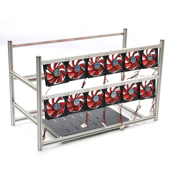 16GPU Mining Frame Case Aluminum Mining Case Miner Mining Supply Case with 12Pcs LED Fan 16GPU Mining Frame Case Aluminum Mining Case Miner Mining Supply Case with 12Pcs LED Fan