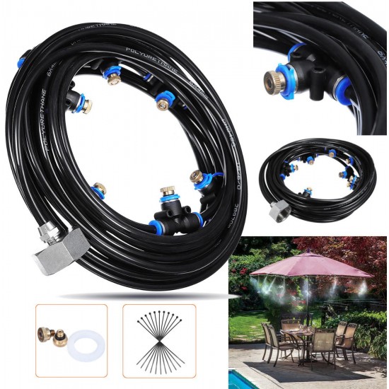 18M+3M Outdoor Mist Coolant System Water Sprinkler Garden Patio Mister Cooling Spray Kits Micro Irrigation Set With 27 Spray Nozzles