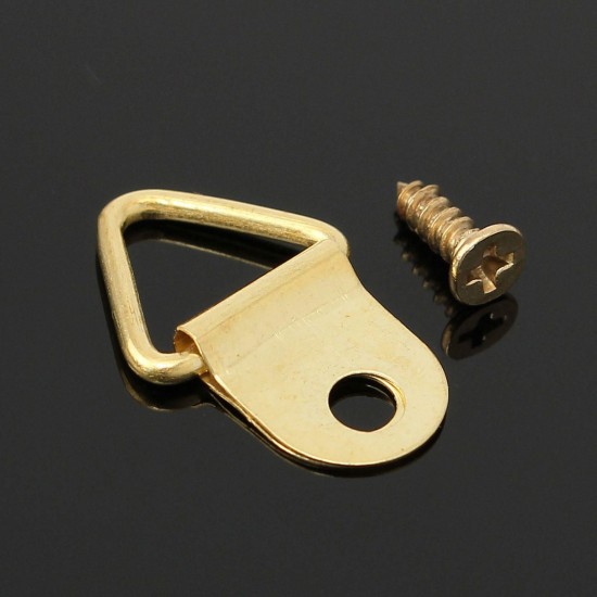 1pcs Gold D-Ring Painting Picture Frame Hanging Triangle Hanger Hook with Screw 1pcs Gold D-Ring Painting Picture Frame Hanging Triangle Hanger Hook with Screw
