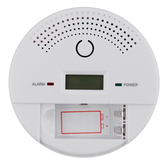 2 IN 1 Carbon Monoxide Smoke Alarm Sensor Toxic Gas Leak Detection Alarm