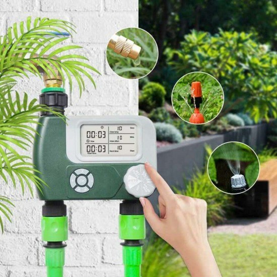 2 Outlets Programmable Hose Faucet Timer DIY Garden Irrigation Control Unit Electronic Digital LCD Irrigation Timer