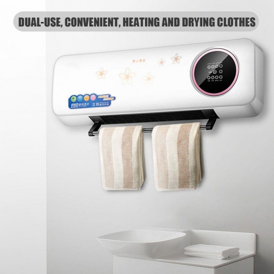 2000W Electric Timing Wall Mounted Heater Space Heating Air Conditioner W/ Remote