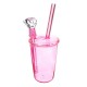 205mm/8.07'' Water Glass Pipe Straw Bottle Glassware Clear Pink