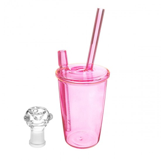 205mm/8.07'' Water Glass Pipe Straw Bottle Glassware Clear Pink