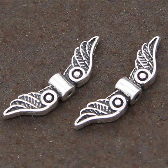 20pcs Silver Angel Fairy Wings Charm Spacer Beads Craft Hardware