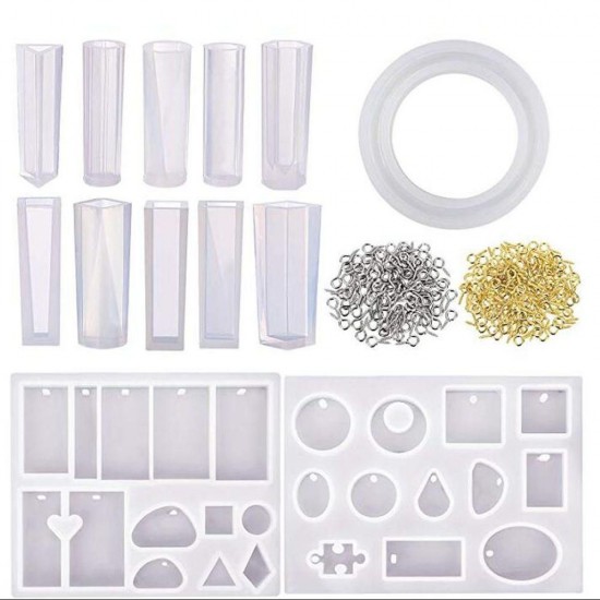 213Pcs Resin Casting Mold Kit Silicone For Necklace Jewelry Pendant Craft Making Tools