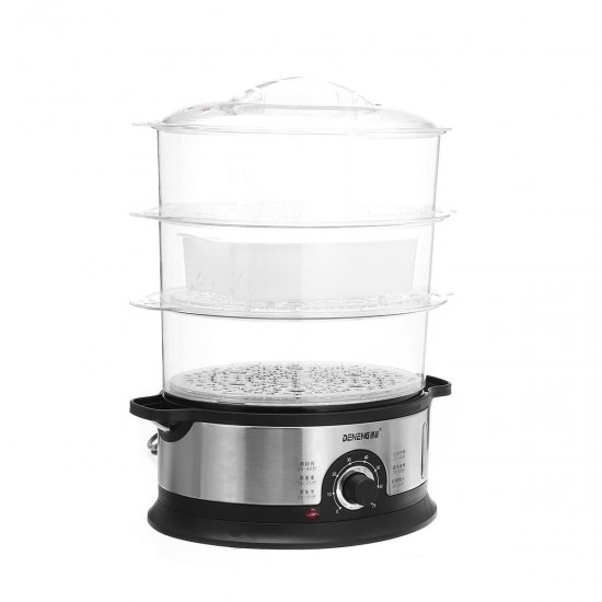 220V 800W 3 Tier Electric Food Steamer Timing Home Kitchen Fish Cooking Machine