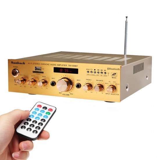 220V/12V 1200W Power Amplifier Home KTV FM Audio Stereo USB bluetooth Hi-Fi Remote Control