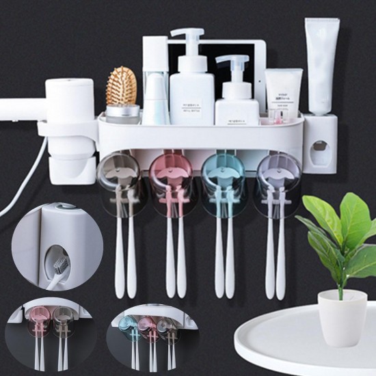 2/3/4 Cups Automatic Toothpaste Toothbrush Holder Wall Hanging Hair Dryer Rack 2/3/4 Cups Automatic Toothpaste Toothbrush Holder Wall Hanging Hair Dryer Rack