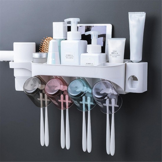 2/3/4 Cups Automatic Toothpaste Toothbrush Holder Wall Hanging Hair Dryer Rack 2/3/4 Cups Automatic Toothpaste Toothbrush Holder Wall Hanging Hair Dryer Rack