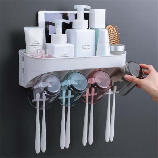 2/3/4 Cups Automatic Toothpaste Toothbrush Holder Wall Hanging Hair Dryer Rack 2/3/4 Cups Automatic Toothpaste Toothbrush Holder Wall Hanging Hair Dryer Rack