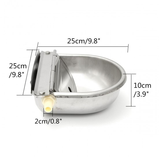 2.5L Stainless Steel Automatic Water Trough Float Valve Farm Horse Cow Sheep Drink Bowl