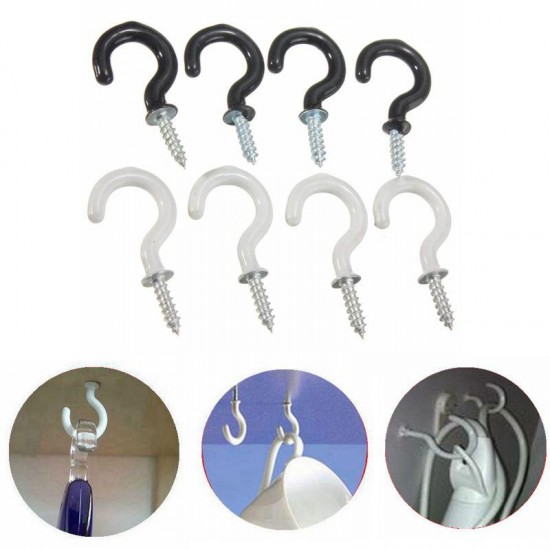 25pcs 30mm Plastic Cup Hook Wall Question Mark Hook Eyebolt Screws 25pcs 30mm Plastic Cup Hook Wall Question Mark Hook Eyebolt Screws