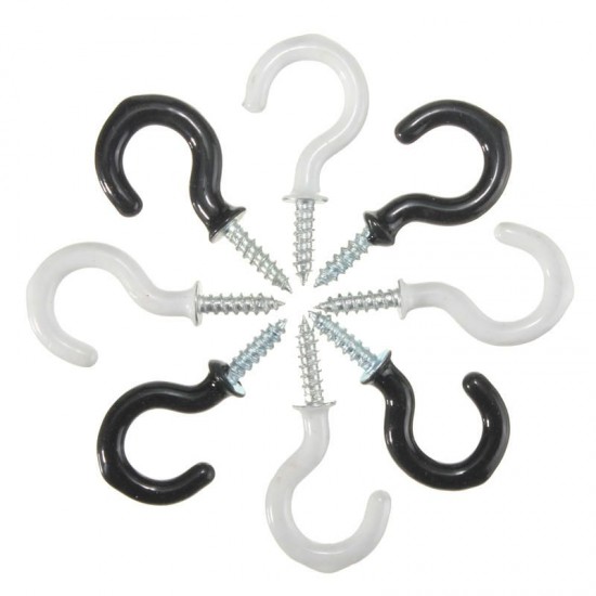 25pcs 30mm Plastic Cup Hook Wall Question Mark Hook Eyebolt Screws 25pcs 30mm Plastic Cup Hook Wall Question Mark Hook Eyebolt Screws