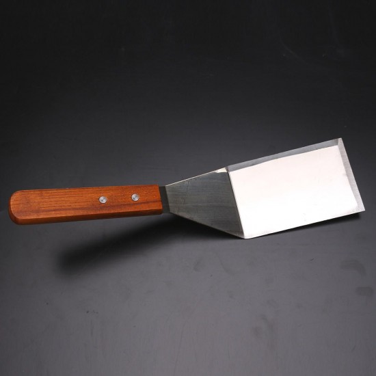 29×7×1.5cm Stainless Steel Spatula Scrapers Pancake Shovel Turner Scoop With Wooden Handle