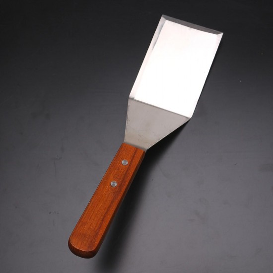 29×7×1.5cm Stainless Steel Spatula Scrapers Pancake Shovel Turner Scoop With Wooden Handle