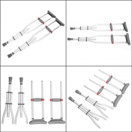 2Pcs Adjustable Height Underarm Crutched Aluminium Alloy Material Walking Stick Tools Kit