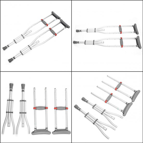2Pcs Adjustable Height Underarm Crutched Aluminium Alloy Material Walking Stick Tools Kit 2Pcs Adjustable Height Underarm Crutched Aluminium Alloy Material Walking Stick Tools Kit