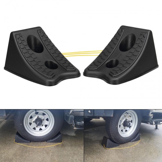 2Pcs/Set Rubber Wheel Chock Chocks Stop Brake Wedges Car Caravan Trailer Truck Block