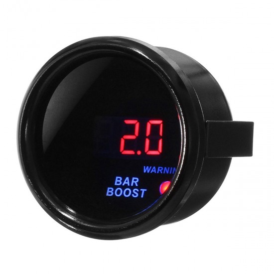 2'' 52mm -1~2 BAR Turbocharger Boost Gauge Digital LED Display Black Face Car Meter with Sensor