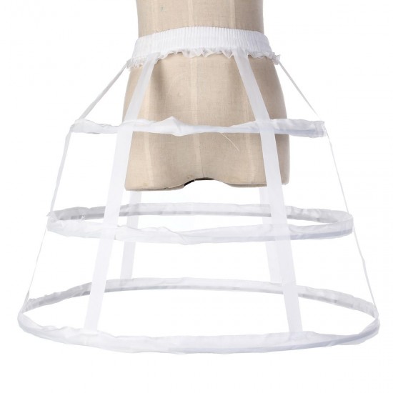 3 Hoop Ladies' Dress Crinoline Cage Bustle Casual Petticoat Adjustable Pannier
