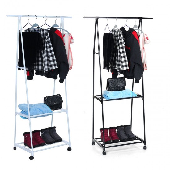 3 IN1 Metal Closet Organizer Wardrobe Shelves Kit Portable Clothes Storage Rack