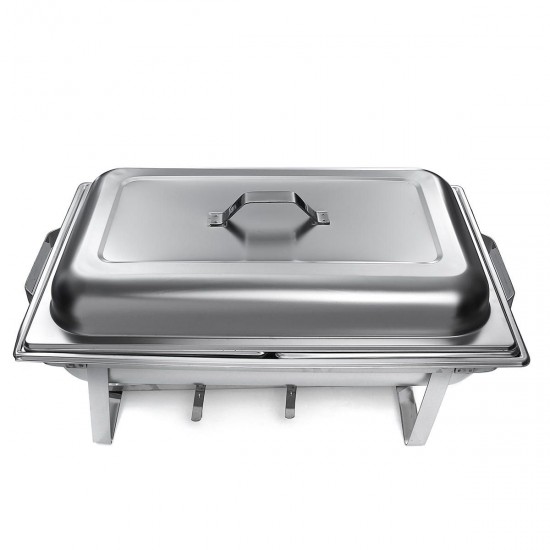 3 Plates Chafing Dish Tray Buffet Heating Stove Caterer Warmer Stainless Steel