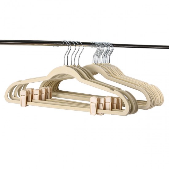 30Pcs Beige Thin Space Saving Velvet Hanger Nonslip Coat Cloth Hanger 360 Heavy Duty 10 Clips 30Pcs Beige Thin Space Saving Velvet Hanger Nonslip Coat Cloth Hanger 360 Heavy Duty 10 Clips