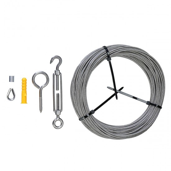 30m Heavy Duty Wire Rope Cable Hooks Stainless Steel Turnbuckle Cord Hanging Kit 30m Heavy Duty Wire Rope Cable Hooks Stainless Steel Turnbuckle Cord Hanging Kit
