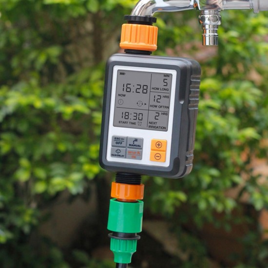 3/4'' IP65 Waterproof Automatic Water Irrigation Timer Hose Timer Sprinkler Controller Timer Faucet Digital Watering Timer w/ LCD Screen for Garden Lawn 3/4'' IP65 Waterproof Automatic Water Irrigation Timer Hose Timer Sprinkler Controller Timer Faucet Digital Watering Timer w/ LCD Screen for Garden Lawn