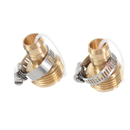 3/4'' NPT Brass Male Female Connector Garden Hose Repair Quick Connect Water Pipe Fittings Car Wash Adapter w/ Adjustable Ear Hose Clamp Clip