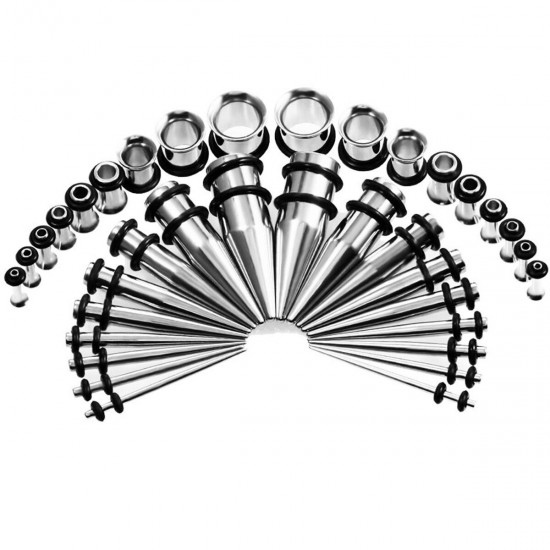 36 Pcs 1.6-10mm Taper Stretcher Piercing Ear Gauge Set Steel Tunnel Plug Expander 36 Pcs 1.6-10mm Taper Stretcher Piercing Ear Gauge Set Steel Tunnel Plug Expander