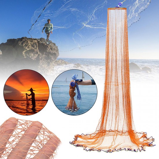 3.6m Easy Throw Fishing Net Hand Cast Net Nylon Mesh With Sinker